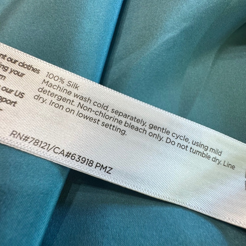Eileen Fisher Silk Sleeveless Tiered Maxi Dress Teal Blue Size Xl‎ - Picture 9 of 13